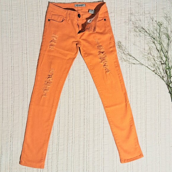 Emperial Orange Ripped Skinny Women's Jeans Size 5 Size S. - Picture 1 of 17